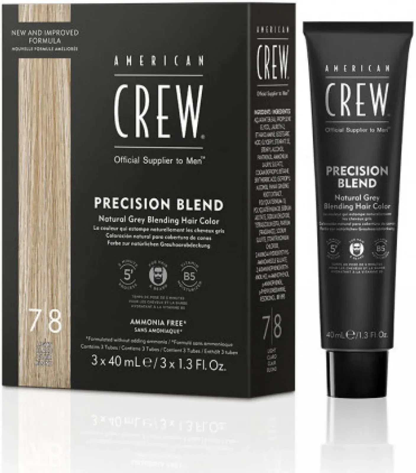 American Crew Haar- und Bartfarbe Precision Blend Hair Color 7-8, 3x40 ml