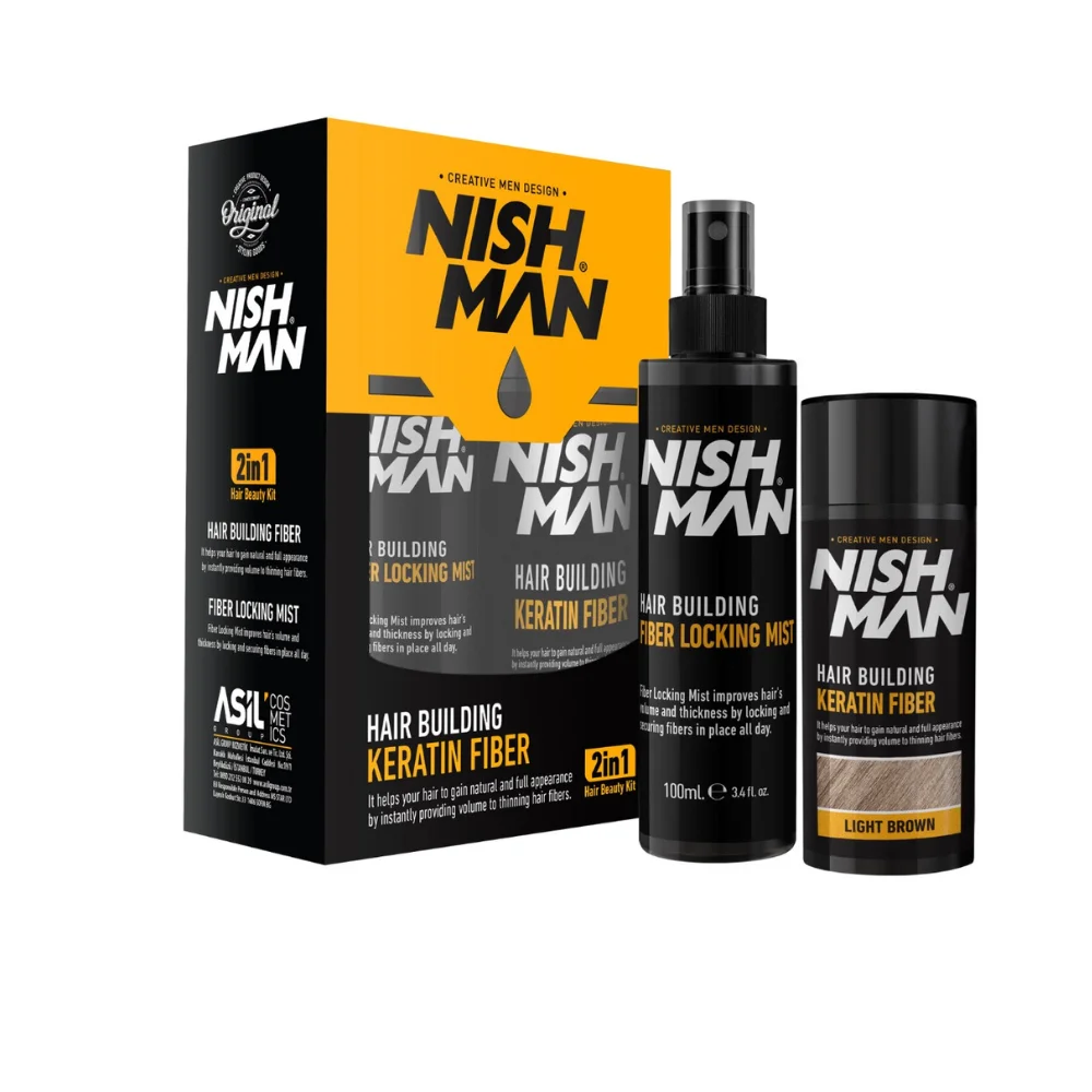 Nishman Set Keratin Fiber+Locking Mist (Light Brown) 20gr +100 ml.